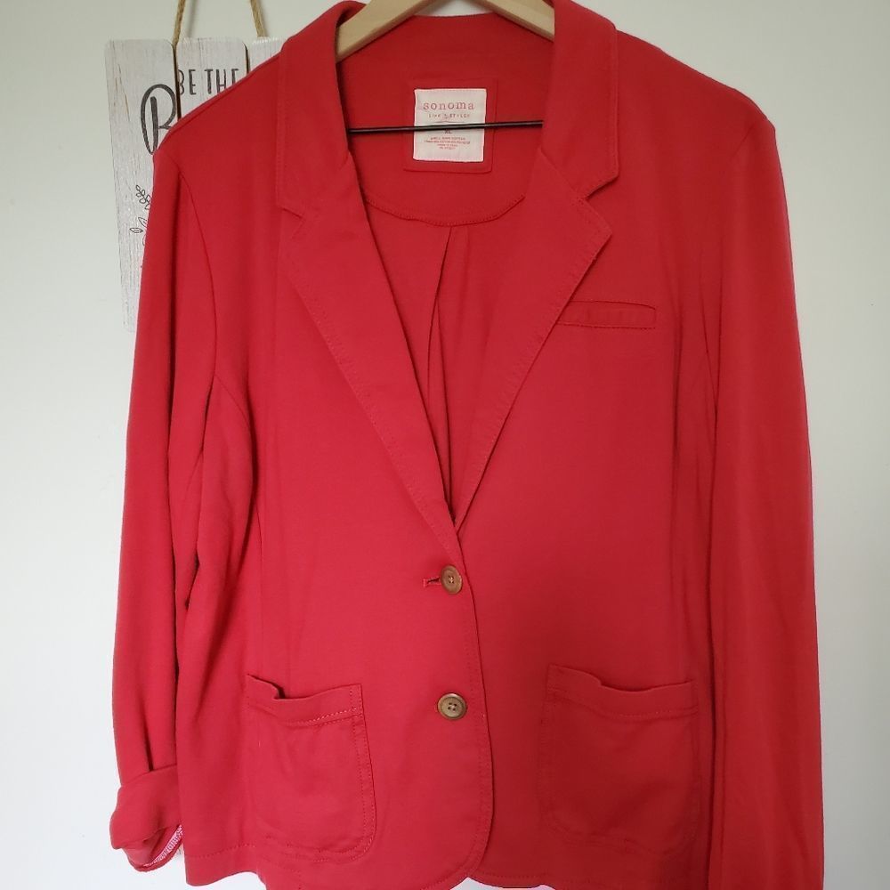 Sonoma Red Button Down Long Sleeve Blazer Size XL